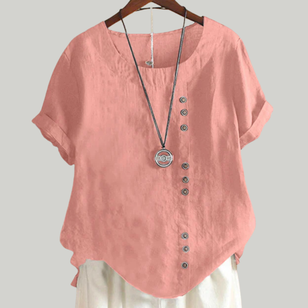 Women's Short Sleeve Summer Blouse | Round Neck