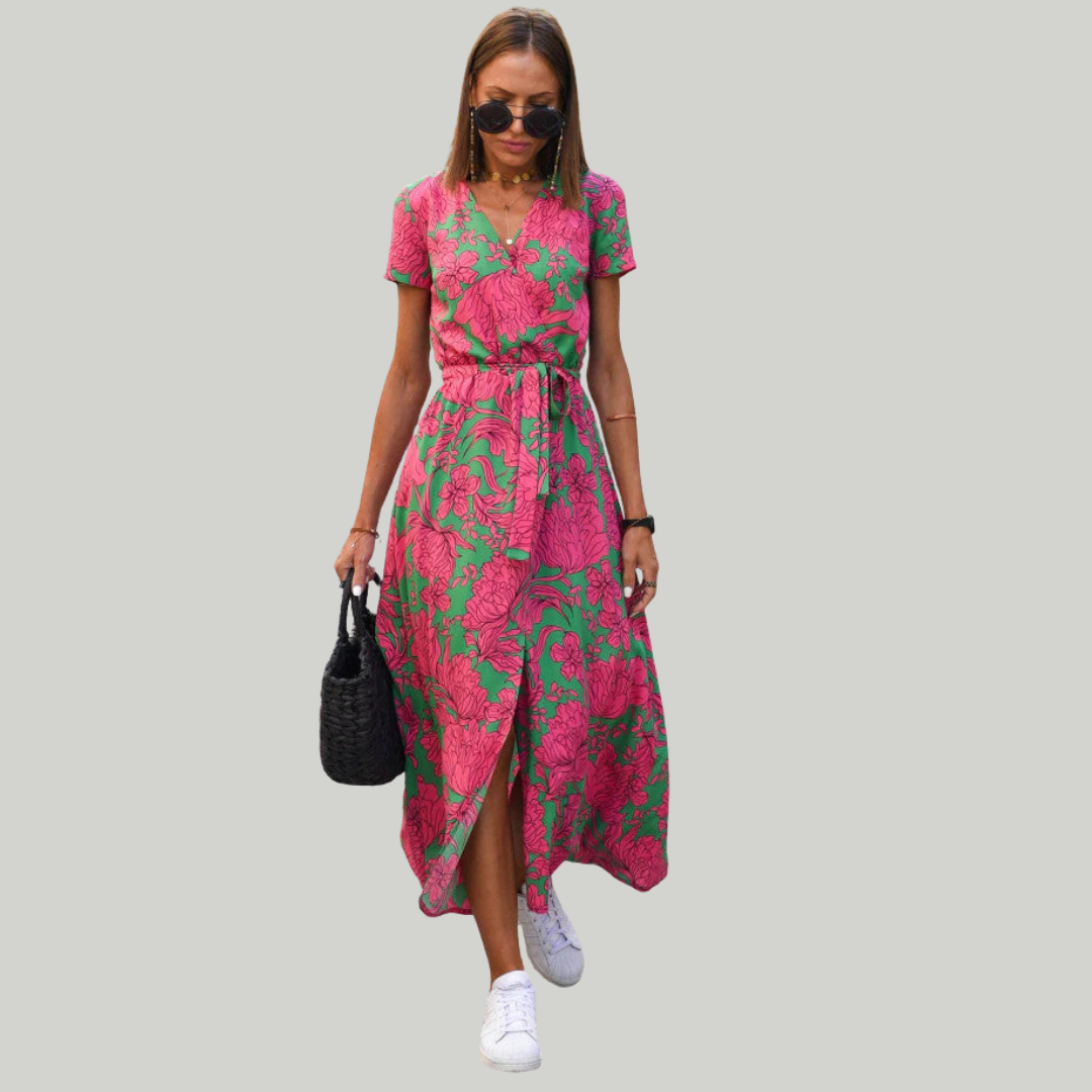 Women's Fancy Evening Wrap Maxi Dress | Short-Sleeved
