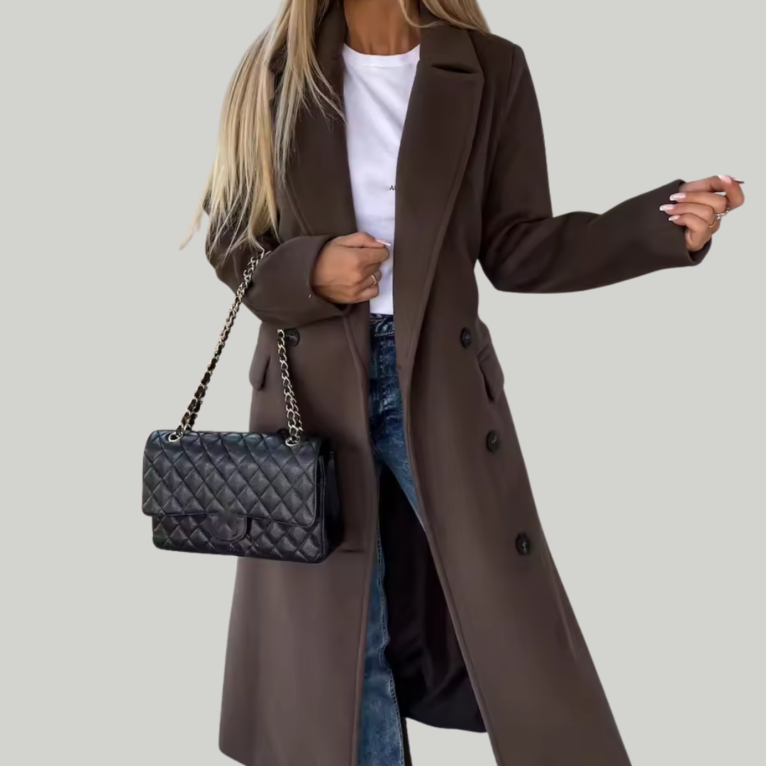 Women's Winter Belted Long Overcoat | Pockets