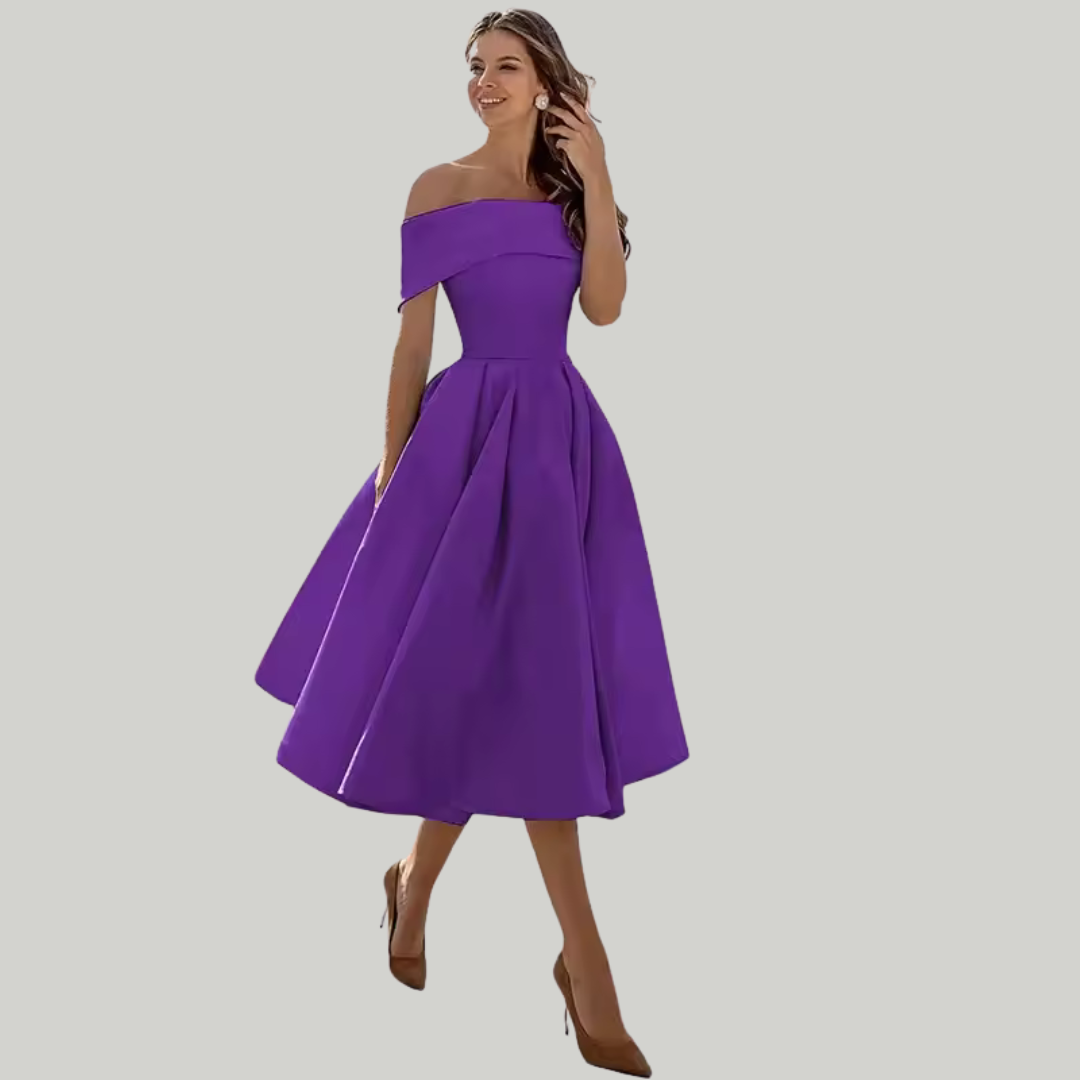 Women’s Off-Shoulder Wedding Guest Dress | Midi