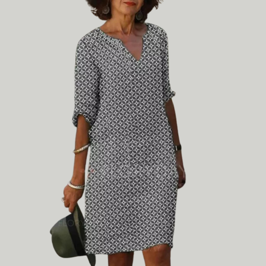 Women's Relaxed Summer Midi Dress | 3/4 Sleeve