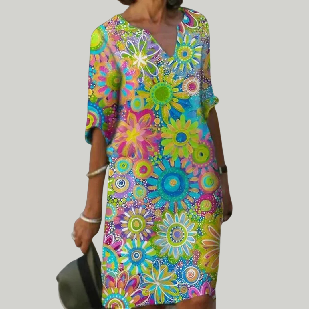 Women’s V- Neck Summer Midi Dress | Floral Print