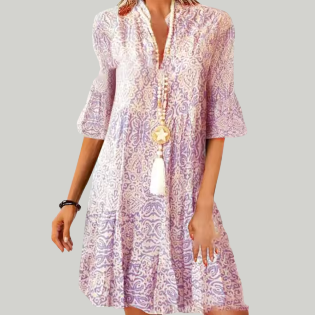 Women’s V-Neck Summer Midi Dress | 3/4 Sleeve