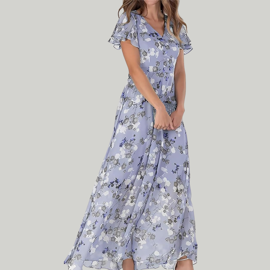 Women’s Summer V Neck Floral Wedding Guest Dress | Maxi