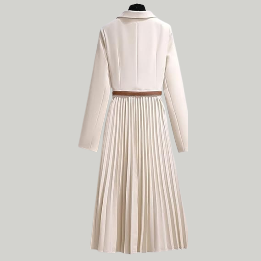 Women's Belted Long Sleeve Blazer Dress | Midi