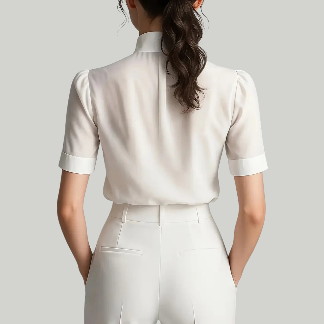 Women's Summer White Floral Shirt | Short-Sleeve