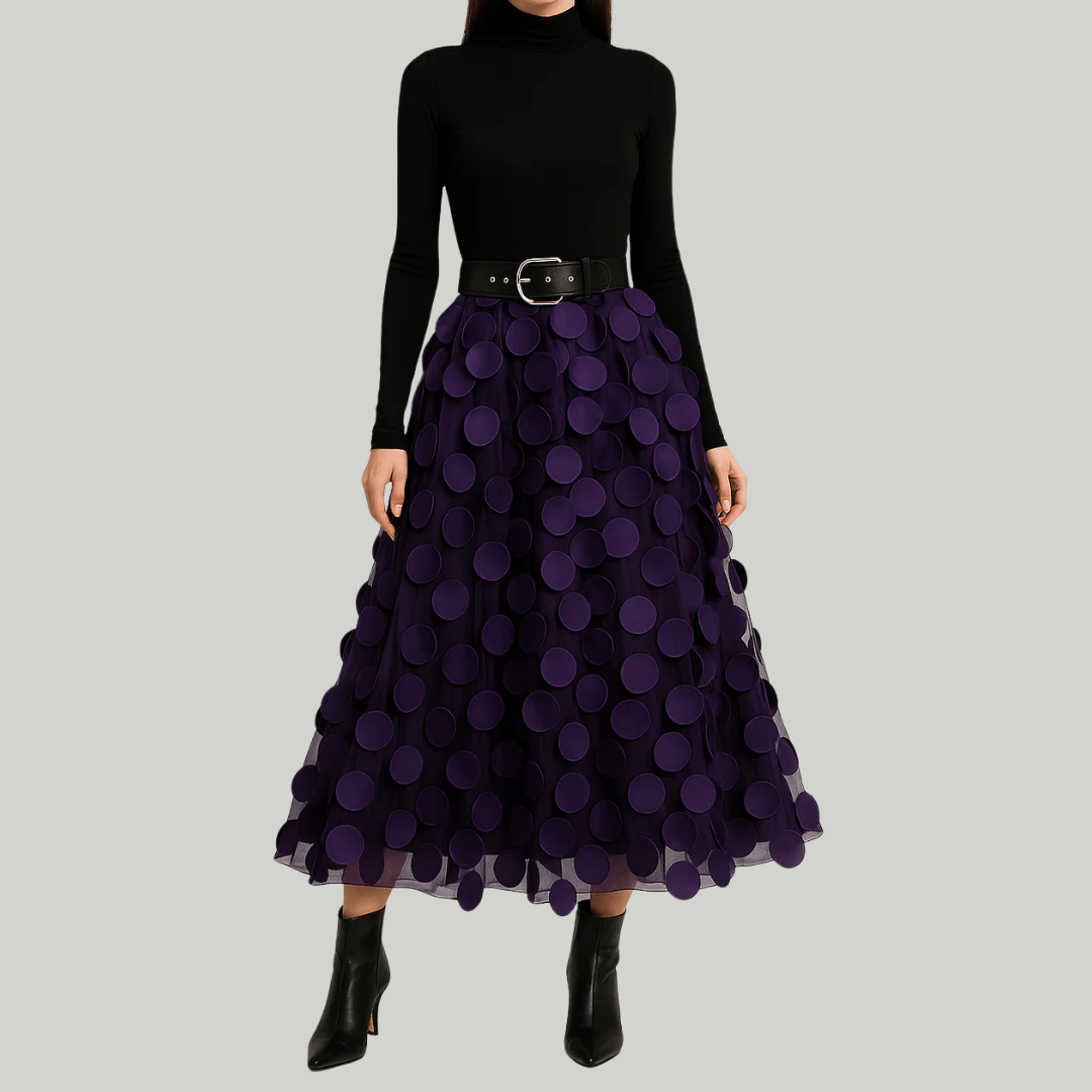 Women’s Dotted Midi Skirt | A-Line