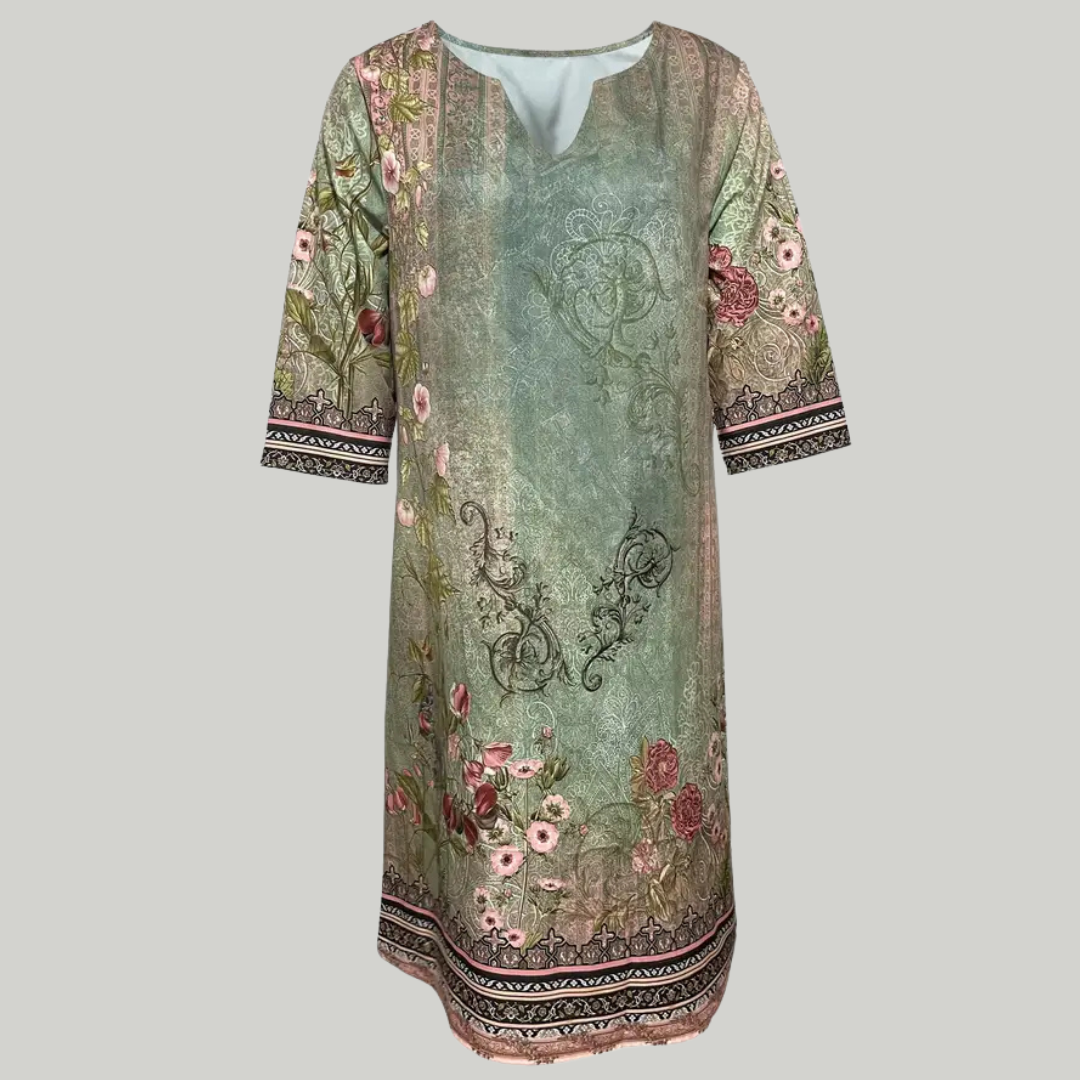 Women's Floral V-Neck Beach Dress | Midi
