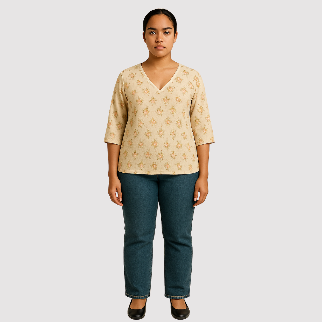 Women's Floral Summer Blouse | Mid-Length Sleeve