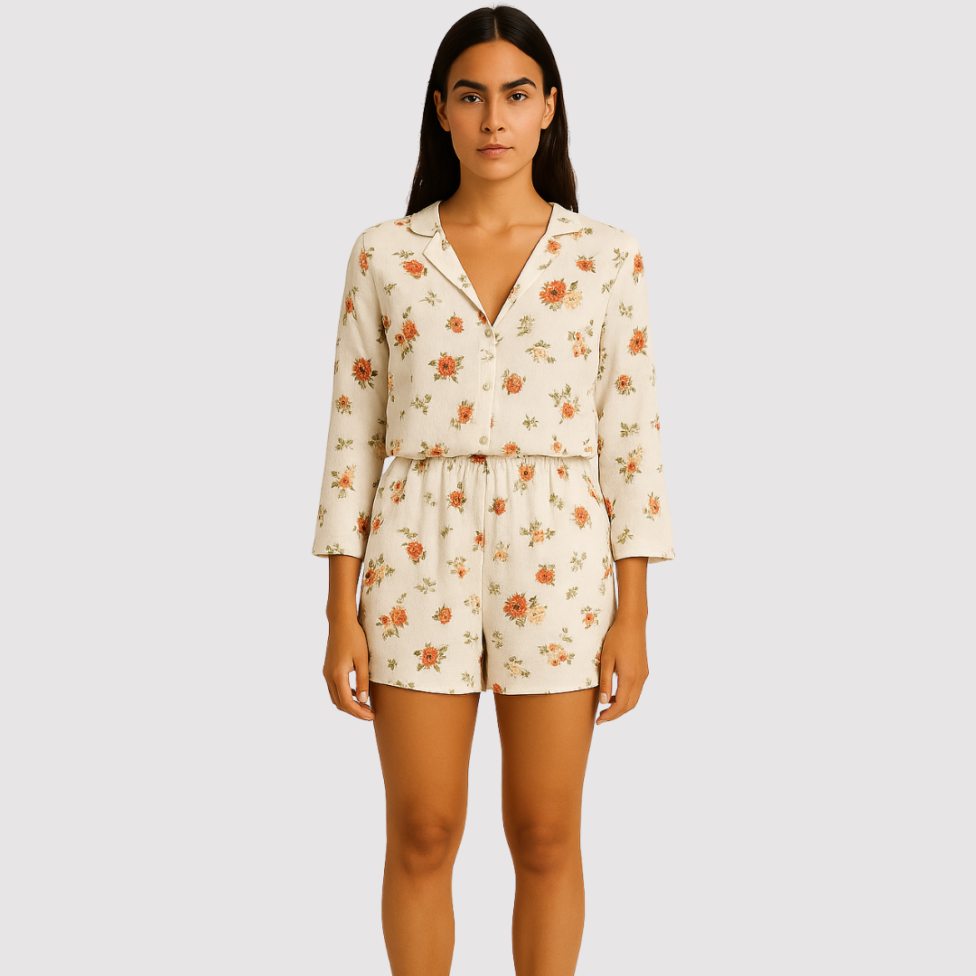 Women's Floral Summer Jumpsuit | Mid-Length Sleeve