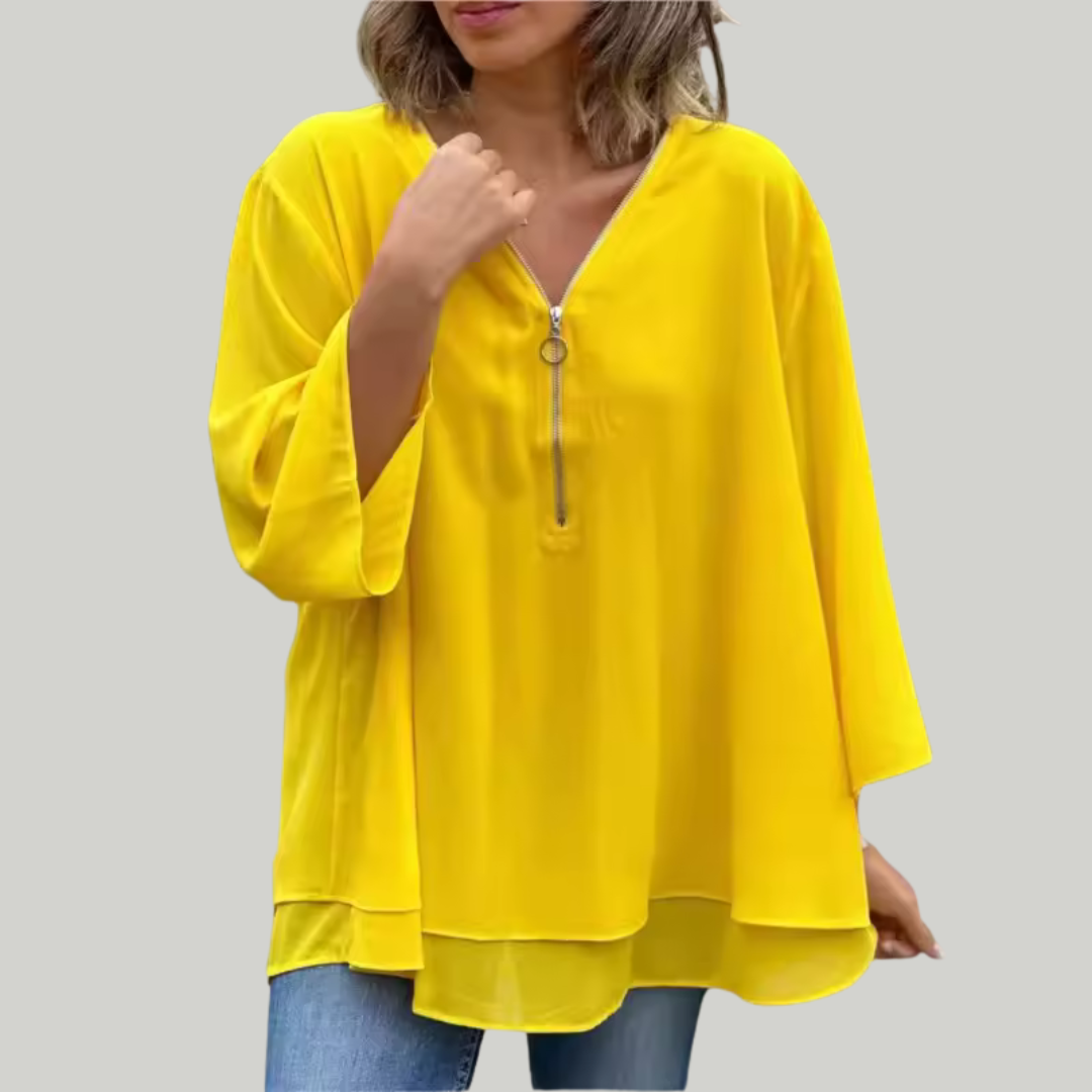 Women’s Summer Zippered Casual Blouse | Long Sleeve