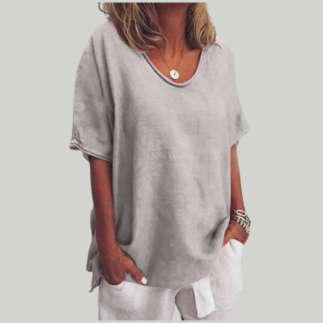 Women's Summer Relaxed Blouse | Short-Sleeved