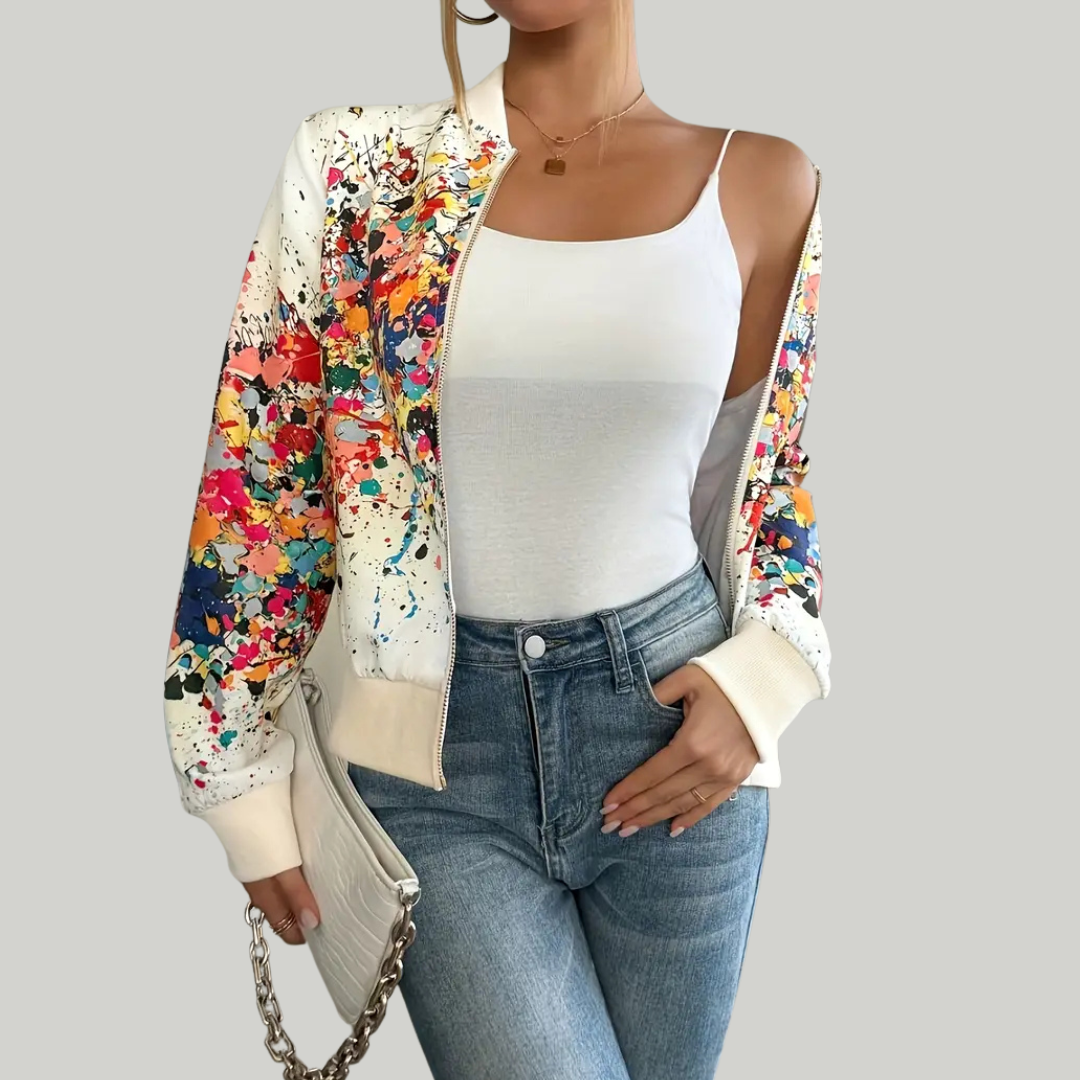 Women's Casual Floral Winter Jacket | Zipper