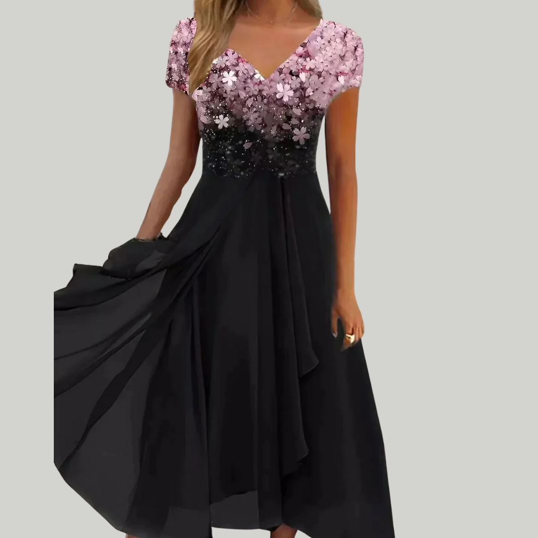 Women's Floral Summer Maxi Dress | Short-Sleeve