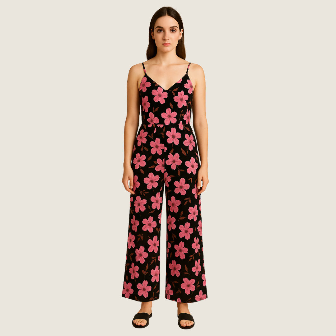 Women's Floral Summer Jumpsuit | V-Neck