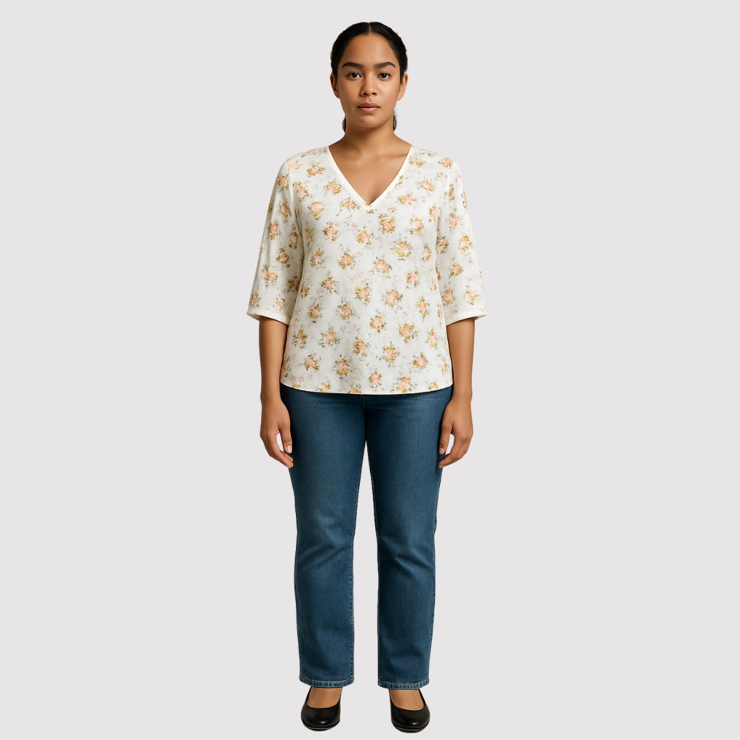 Women's Floral Summer Blouse | Mid-Length Sleeve