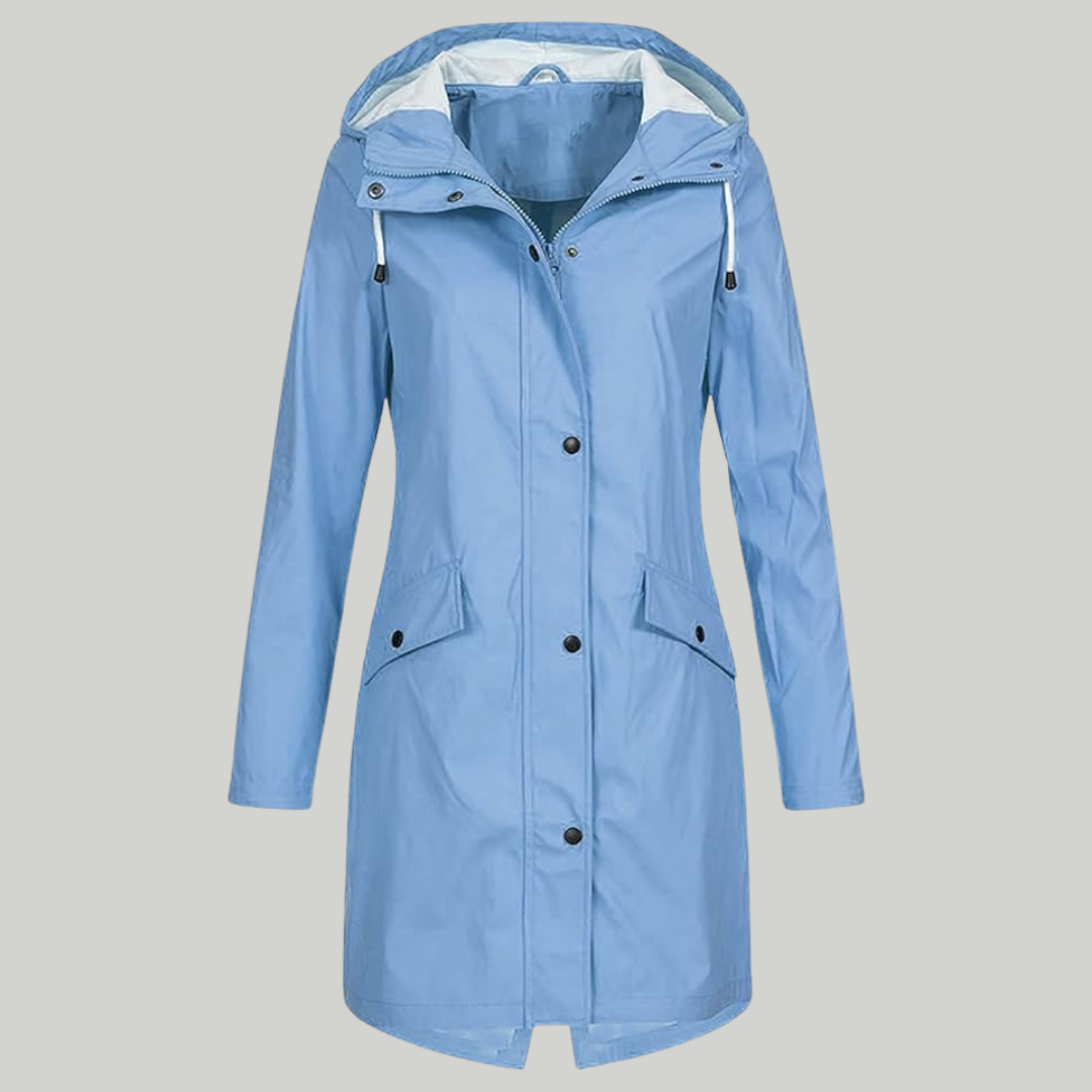 Women’s Hooded Travel Long Raincoat | Windproof